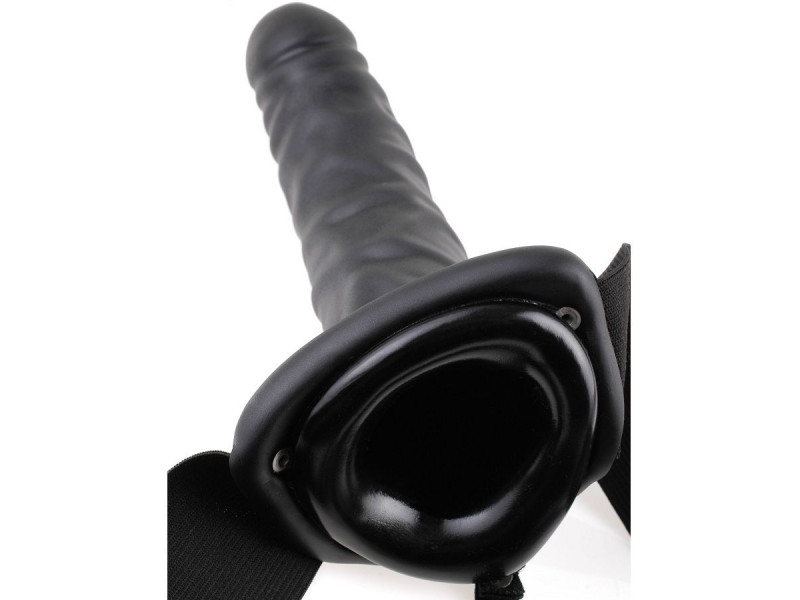 FETISH FANTASY SERIES - 19 CM VIBRATING HOLLOW STRAP-ON BLACK