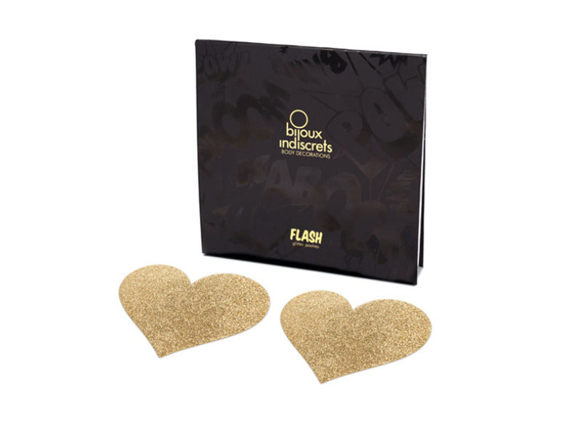 BIJOUX - INDISCRETS FLASH GOLDEN HEART NIPPLE COVERS