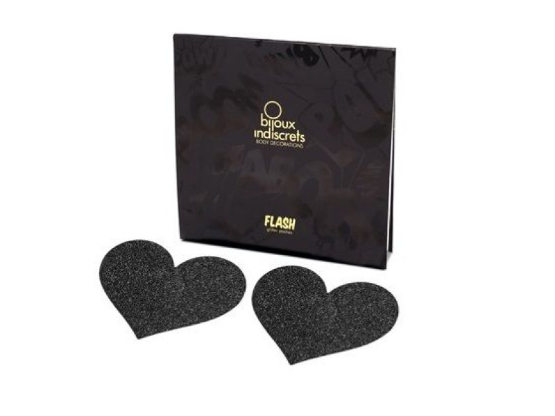 BIJOUX - INDISCRETS FLASH BLACK HEART NIPPLE CUTS